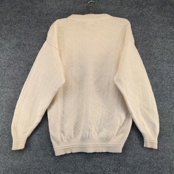 Knights Bridge Men's Spell Out Golf Sweater Cream Medium Embroidered Pullover - Picture 8 of 14